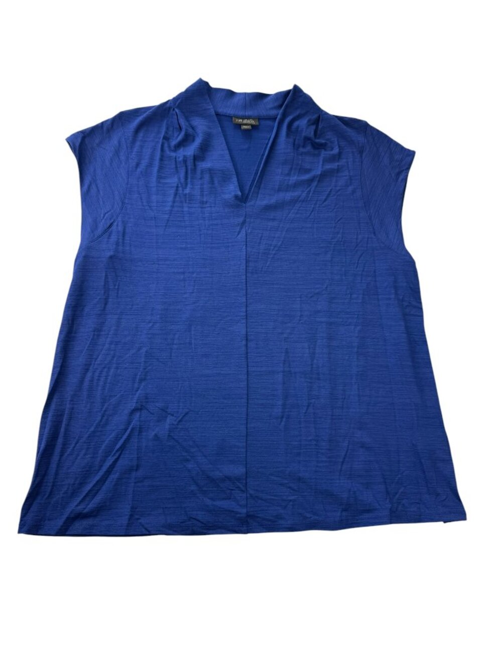 J. Jill Blue Shirt Blouse, Cap Sleeve Size women's Large. Made in Jordan V Neck